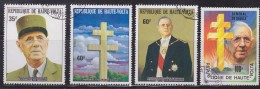 = République Haute Volta 4 Timbres Oblitérés  Portraits Du Général De Gaulle Et Croix De Lorraine - De Gaulle (Général)