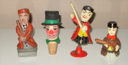 Lot De 4 Figurines Marionnettes Guignol Gnafron De Lyon Théâtre Collection :: Bouchon - Plomb - Porcelaine - Bakélite - Marionnettes