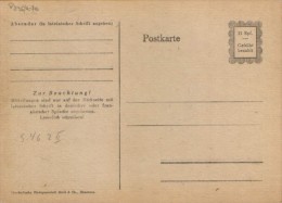 Deutschland/French Zone - Postal Stationery Postcard Unused 1945 - P836/a - Otros & Sin Clasificación