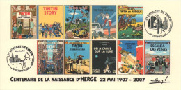 FRANCE 2007 N°79 Albums Fictifs + 2 Cachets Premier Jour FDC TINTIN KUIFJE TIM HERGE GUEBWILLER - Hergé