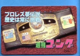 Japan Japon Telefonkarte Phonecard Télécarte  - WRESTLING  Australia Mexico USA - Sport