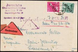 1948. BERLIN. Black Overprint. 40 Pf. + 16 Pf. Nachnahme OST + WEST MARK. B... (Michel: 12) - JF181554 - Brieven En Documenten