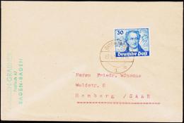 1949. Goethe 30 Pf. BADEN BADEN 27.9.50 To Homburg, Saar.  (Michel: 63) - JF181526 - Covers & Documents