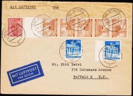 1950. 5x 4 PF + 20 PF + 2x 30 PF. STADE 5.5.50. MIT LUFTPOST To Buffalo, New York.  (Michel: 43) - JF181541 - Lettres & Documents