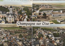 CPSM CHAMPAGNE SUR OISE (Val D'Oise) - En Avion Au-dessus De........4 Vues - Champagne Sur Oise