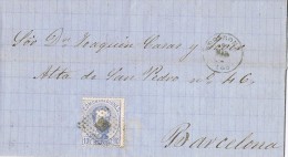 15983. Carta Entera TARRAGONA 1873 A Barcelona. Amadeo - Covers & Documents