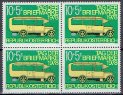 Österreich / Austria - Mi-Nr 1592 Postfrisch  Viererblock / MNH ** Bloc Of Four (a372) - Bus