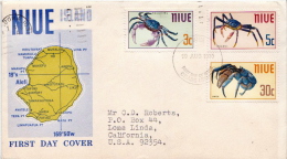 Postal History Cover: Niue Crabs Set On Used FDC - Crustaceans