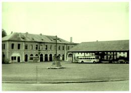 CPSM  LEMBEYE     ,    Le Marché Couvert , La Mairie Et Un Autobus - Lembeye