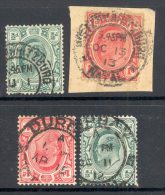 TRANSVAAL Used In NATAL (interprovincial Postmarks), 4 Stamps - Transvaal (1870-1909)