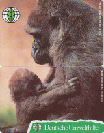 PUZZLE  2 TC Allemagne - UMWELTHILFE - Animal - SINGE - ORANG OUTAN & Son Petit - MONKEY APE Germany Phonecards - O-Reeksen : Klantenreeksen