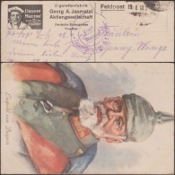 Allemagne 1918. Carte En Franchise Militaire. Don Du Fabricant De Tabacs D'origine Grecque Georg Anton Jasmatzi. Marin - Tabacco