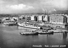 03122 "CIVITAVECCHIA - PORTO E PANORAMA PARZIALE"   NAVI.  CART. SPED. 1958 - Civitavecchia