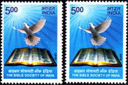 RELIGION-CHRISTIANITY-THE BIBLE SOCIETY OF INDIA-2010-2 VARIETIES-MNH-B6-287 - Unused Stamps