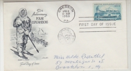 USA 1959 50th Anniversary Polar Explorations / Robert E. Peary 1v FDC (26533) - Poolreizigers & Beroemdheden