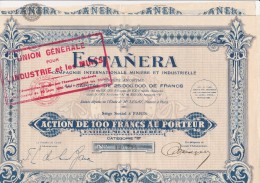 ACTION DE CENT FRANCS - ESTANERA -COMPAGNIE INTERNATIONAL MINIERE -1930 - Mineral