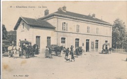 CPA 42 CHARLIEU La Gare Animée Avec Attelages 1917 - Charlieu