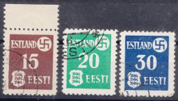 Germany Occupation In WWII Estland 1941 Mi#1-3 Used - Occupazione 1938 – 45