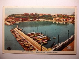 Carte Postale Monte-Carlo Monaco Intérieur Du Port Et Le Rocher (oblitérée 1946 Timbre Monaco) - Hafen