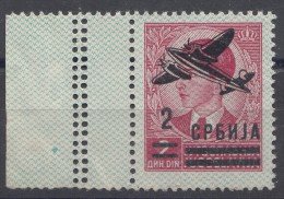 Germany Occupation Of Serbia - Serbien 1942 Mi#66 L (Leerfeld Links) And Double Perforation, Partly Gum (expired) - Occupazione 1938 – 45