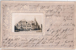 GÜSTROW Rathaus & Pfarrkirche Belebt Jugenstil Rahmung Passepartout 12.7.1901 Gelaufen - Güstrow