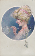 Illustrateur MILLIERE Maurice, Femme Faisant Des Bulles - Milliere