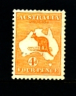 AUSTRALIA - 1913  KANGAROO  4 D.  1st  WATERMARK   MINT NH  SG6 - Ongebruikt