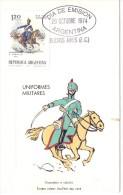 GRANADEROS A CABALLO  UNIFORMES MILITARES 1974   MAXIMUN (max0028) - Buenos Aires (1858-1864)