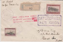 Greece FFC 1931 Corfu - Karachi India  By Imperial Airways - Covers & Documents