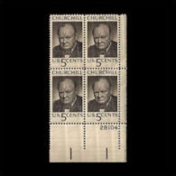 Plate Block -1965 USA Winston Churchill Stamp Sc#1264 Famous - Plate Blocks & Sheetlets