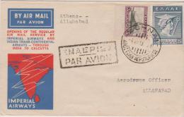 Greece FFC 1933 Athens - Allahabad India By Imperial Airways - Briefe U. Dokumente