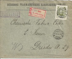 Lettre Recommandée De SAINT PETERBOURG VERS DRESDEN  09 / 08/ 1913 - Brieven En Documenten