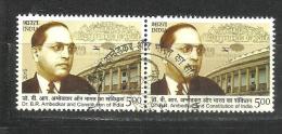 INDIA, 2015, FIRST DAY CANCELLED, PAIR,  B R Ambedkar, Constitution Of India, - Gebruikt