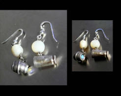 Boucles D'oreille Tremblantes Originales Pendanrs Argent Et Nacre Anciens - Volksschmuck