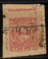 BARWANI State  1A  Perforation 7  Revenue Type 21   # 88344  Inde Indien  India Fiscaux Fiscal Revenue - Barwani