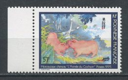 POLYNESIE 1995 N° 480D * Neuf = MH Légère Trace Sans Cartor Cote 13,70 € Faune Année Chinoise Du Cochon Fauna Animaux - Neufs