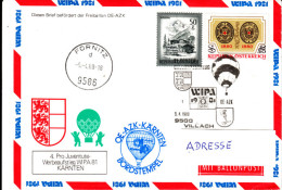 Österreich 1980 Ballonpost 9500 Villach, Bordstempel  OE- AZK Kärnten - Balloon Covers