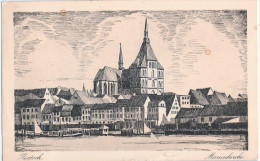 ROSTOCK Marienkirche Unsignierte Künstlerkarte 21.11.1926 Gelaufen - Rostock
