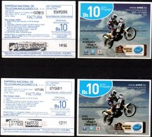 Bolivia 2015 - 31-01-2016 Prepago ENTEL. DAKAR 2016 Argentina - Bolivia. Moto. 2 Tiradas. Números Grandes Y Pequeños - Motorräder