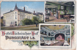 BURGSTÄDT Hotel Sächsischer Hof Col Litho 23.11. 191..Feldpost Formation Infanterie Regiment 104 - Burgstaedt