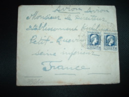 LETTRE Pour La FRANCE TP MARIANNE D'ALGER 1F50 X2 OBL.7-1-46 ALGER - 1944 Coq Et Maríanne D'Alger