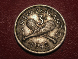 Nouvelle Zélande - New Zealand - 3 Pence .1942 George VI - Avec Point, Rare 6408 - Nuova Zelanda