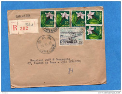 MARCOPHILIE-lettre  REC -cameroun -cad-SAA  -1959-6 Stamp Fleurs+pont  Pour Françe - Briefe U. Dokumente
