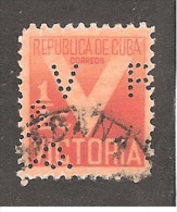 Perforadas/perfin/perfore/lochung     Republica De Cuba 1942 1/2 Ctvos Sc # RA5  Ed # SP 05 RV & Co Ricardo Veloso Y Cia - Usati