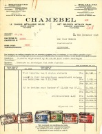 CHAMEBEL - Les Chassis Métallique Belge / Het Belgisch Metalen Raam - Factuur Met Takszegels 31 Dec 1946 - 1900 – 1949
