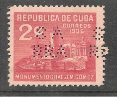 Perforadas/perfin/perfore/lochung     Republica De Cuba 1936 3 Centavos Sc # 323  Ed # 293 SARRA - Gebruikt