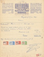National - Etabl. Van Gestel Borgerhout - Factuur Van 2 Juni 1947 Voor Zeildekplaatsig Met Takszegels - 1900 – 1949
