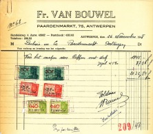 Fr. Van Bouwel - Factuur Voor Het Maken Van Rekken Met Dak. Met Takszegels. 26 November 1948 - 1900 – 1949