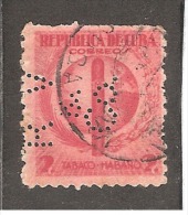 Perforadas/perfin/perfore/lochung Republica De Cuba 1937 2 Centavos Scott 357 Edifil 331 RV & Co Ricardo Veloso Y Cia - Oblitérés