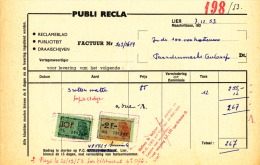 Publi Recla - Factuur Van 7/12/1953 Aan "in De 100.000 Kostumen" - 1950 - ...